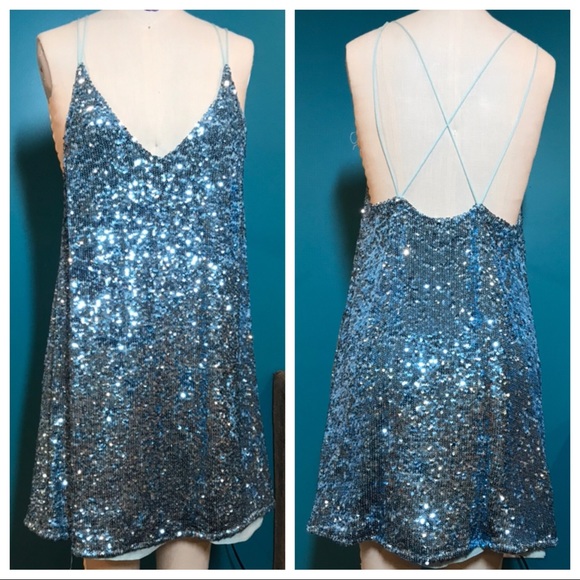 pale blue sequin dress
